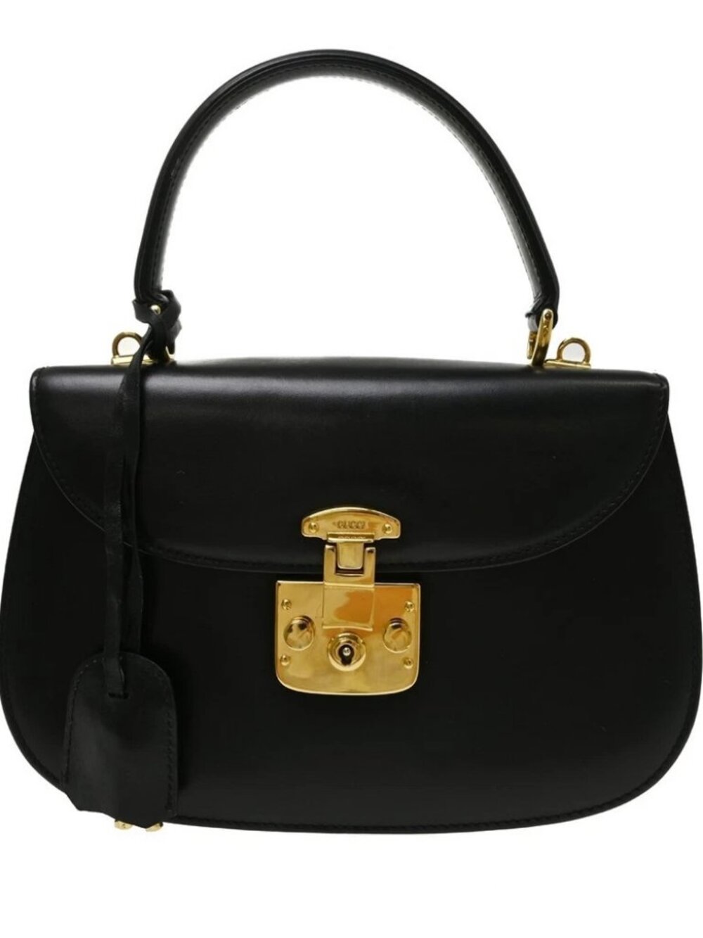 GUCCI black leather Lady Rock Handbag